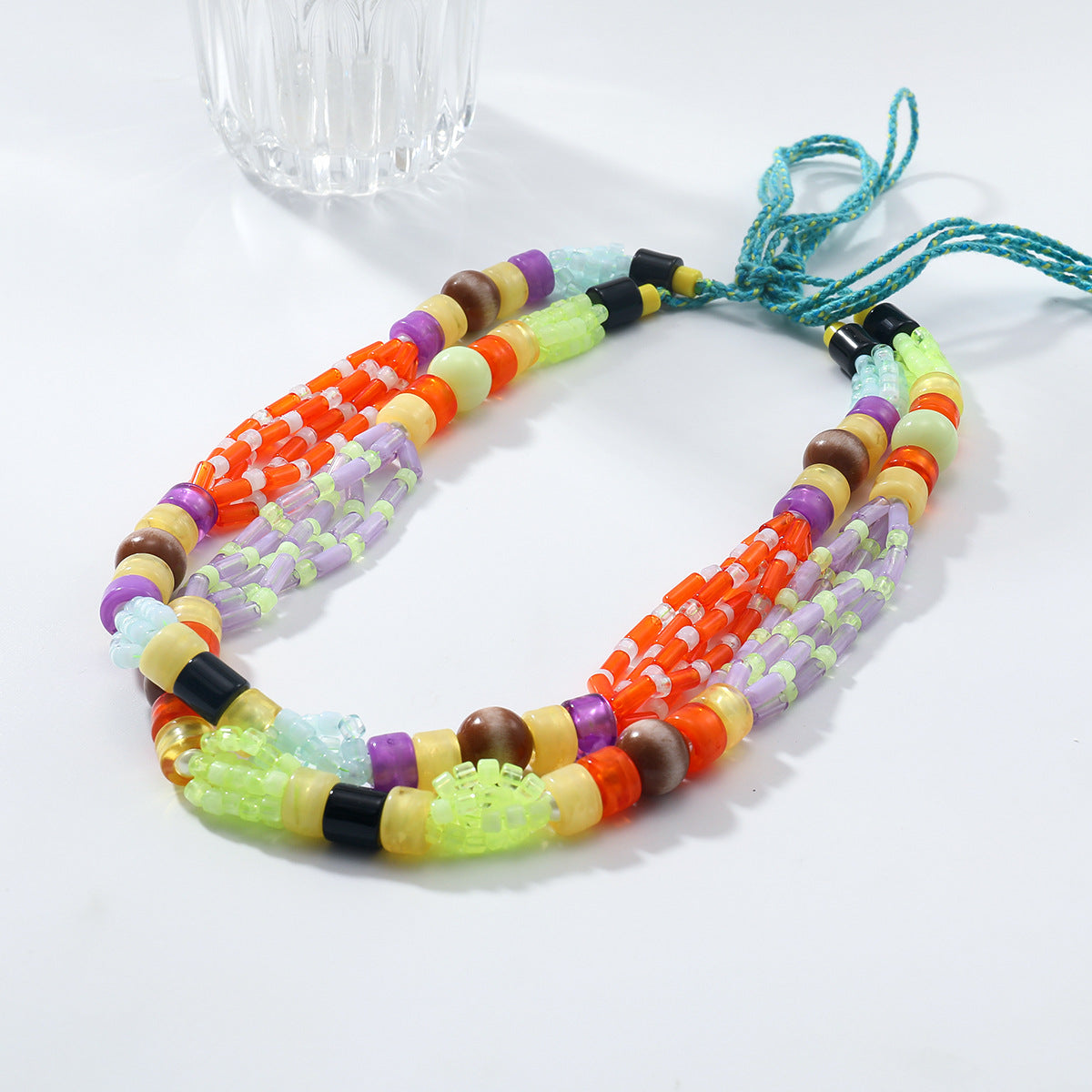 Za European and American Exaggerated Big-Name Multi-Layer Summer Beach Natural Vacation Style Necklace Handmade Rice Beads Cross-Border Supply