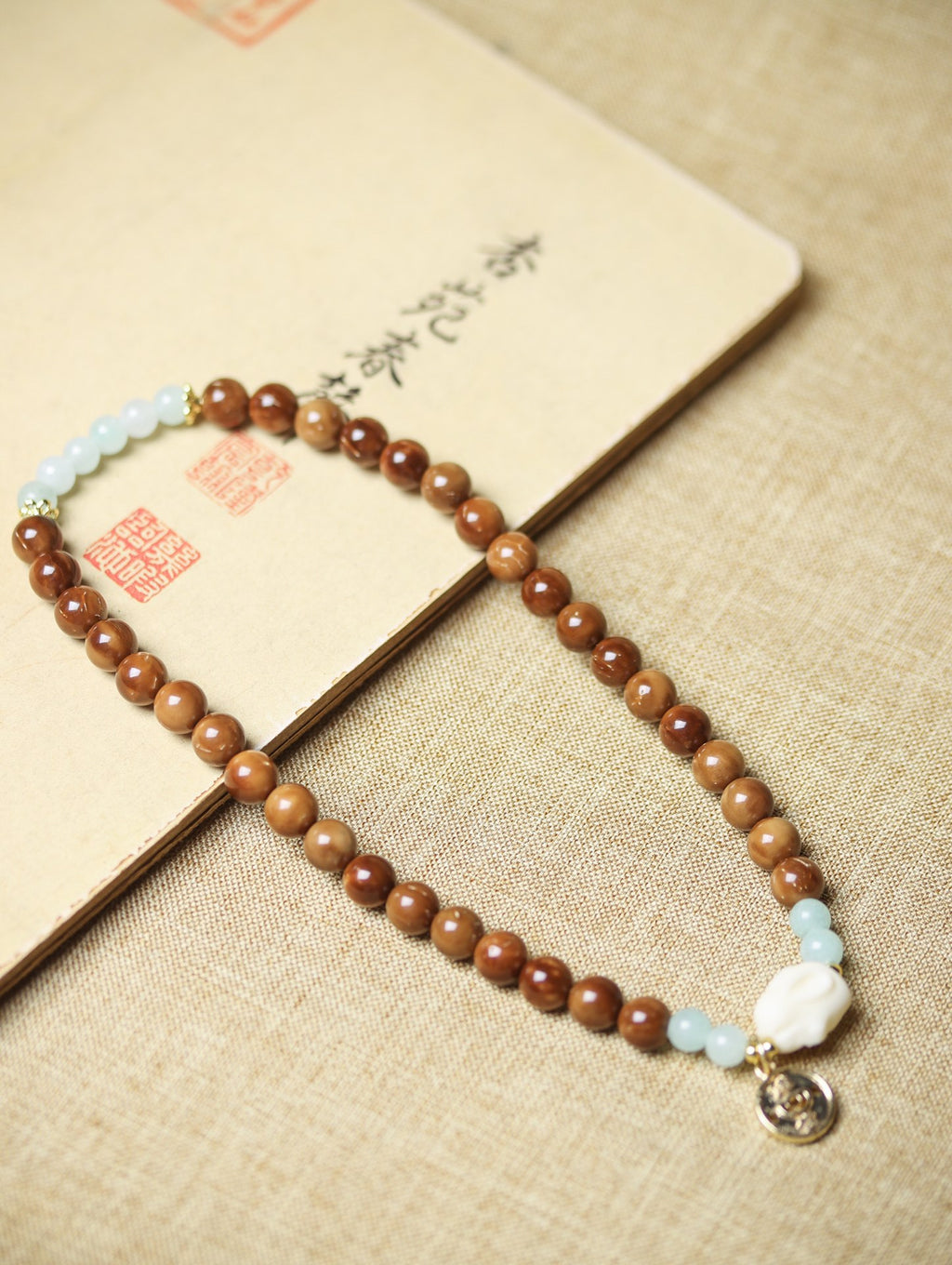 Natural Cook Bodhi Root DIY Woven Handheld Chain Plate Wen Play Chanting Bead String Men's and Women's Long Hanging Pendant