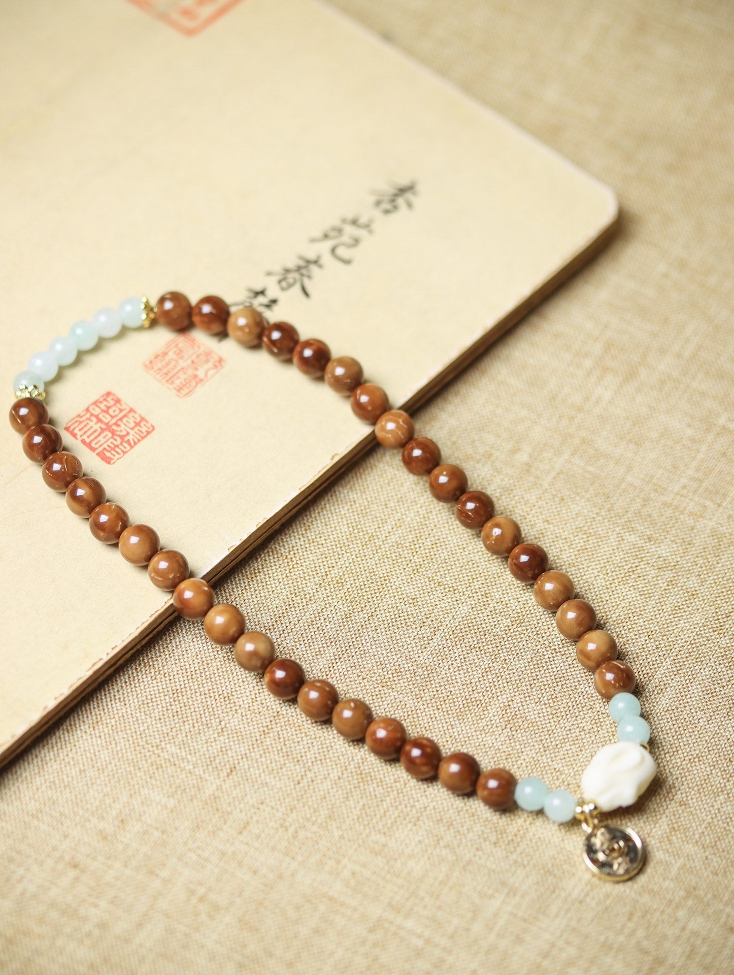 Natural Cook Bodhi Root DIY Woven Handheld Chain Plate Wen Play Chanting Bead String Men's and Women's Long Hanging Pendant