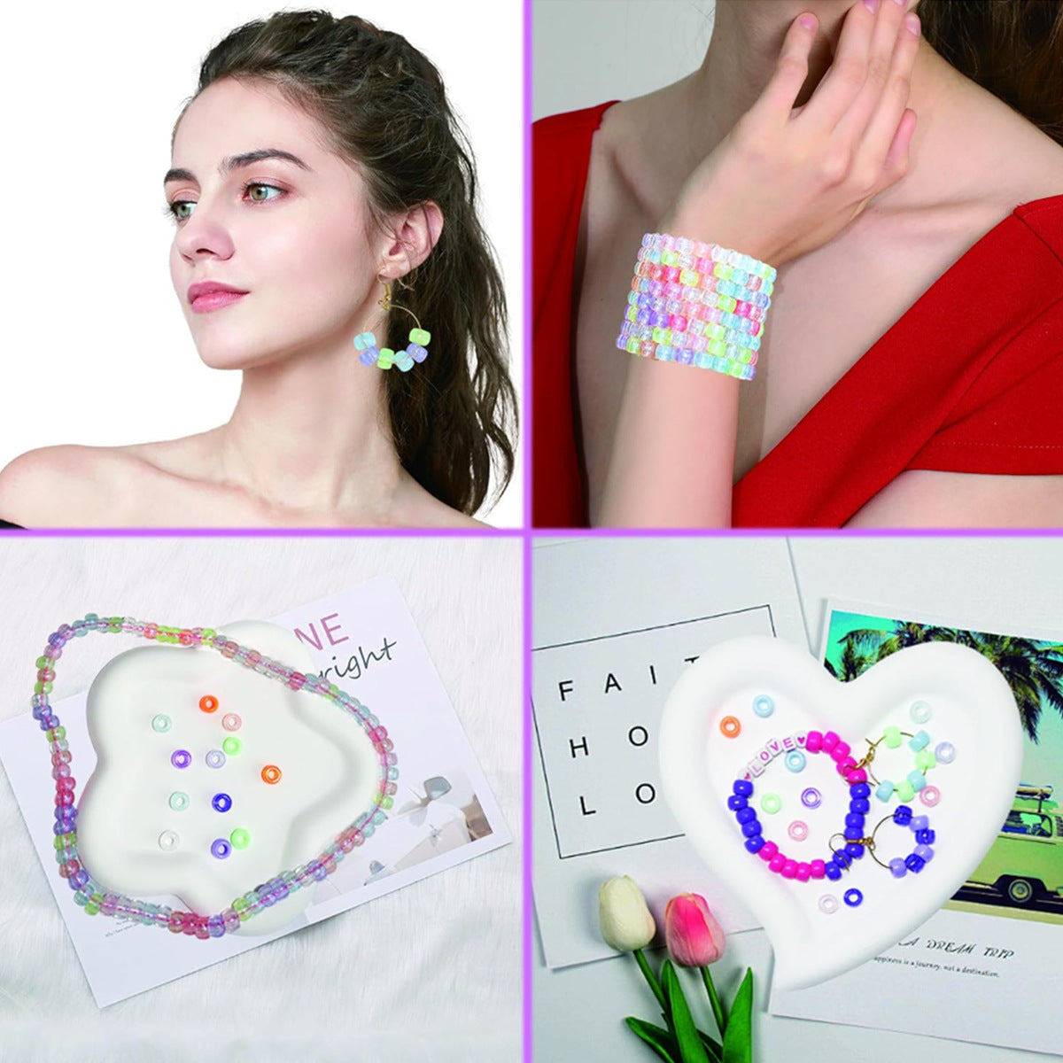 Cross-Border Bucket Beads DIY Accessories Kidsren's Pony Beads DIY Bracelet Jewelry Accessories Material Package Full Set