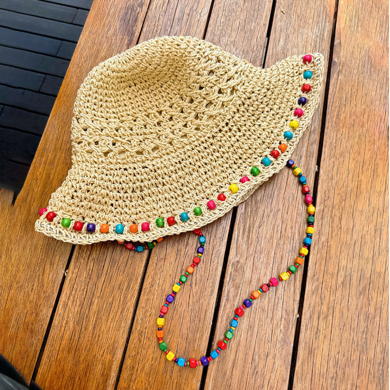 Cappello di Paglia Pescatore con Perline Colorato - Estate