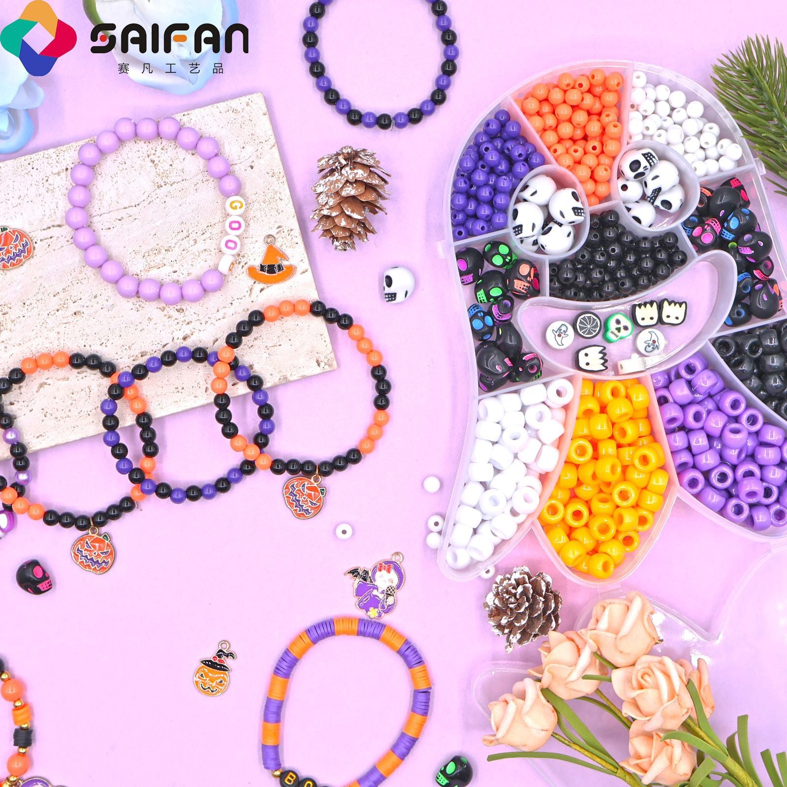 Cross-Border Ghost Box Halloween Bracelet Beaded DIY Material Package Set Bracelet Beaded Jewelry Accessories Beads
