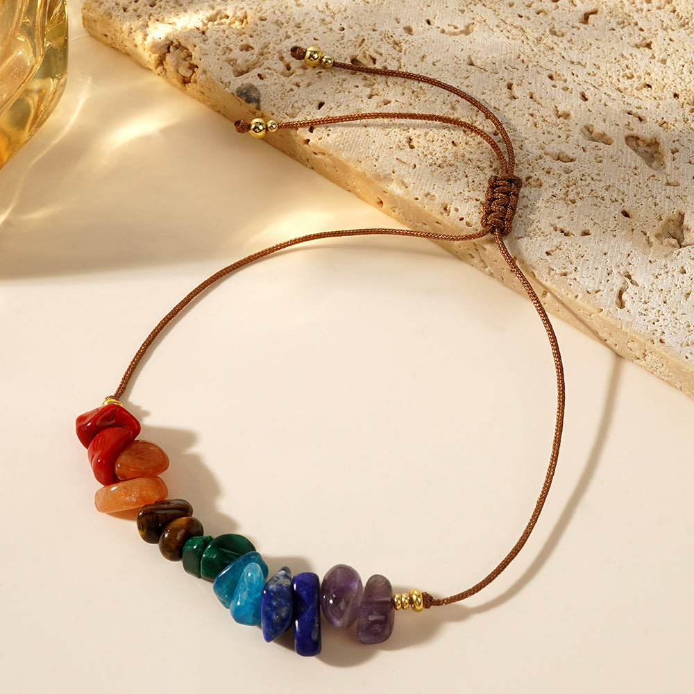 Amazon New Gravel Combination Bracelet Creative Citrine Tiger Eye Implicit Beaded Wax Line Bracelet for Women
