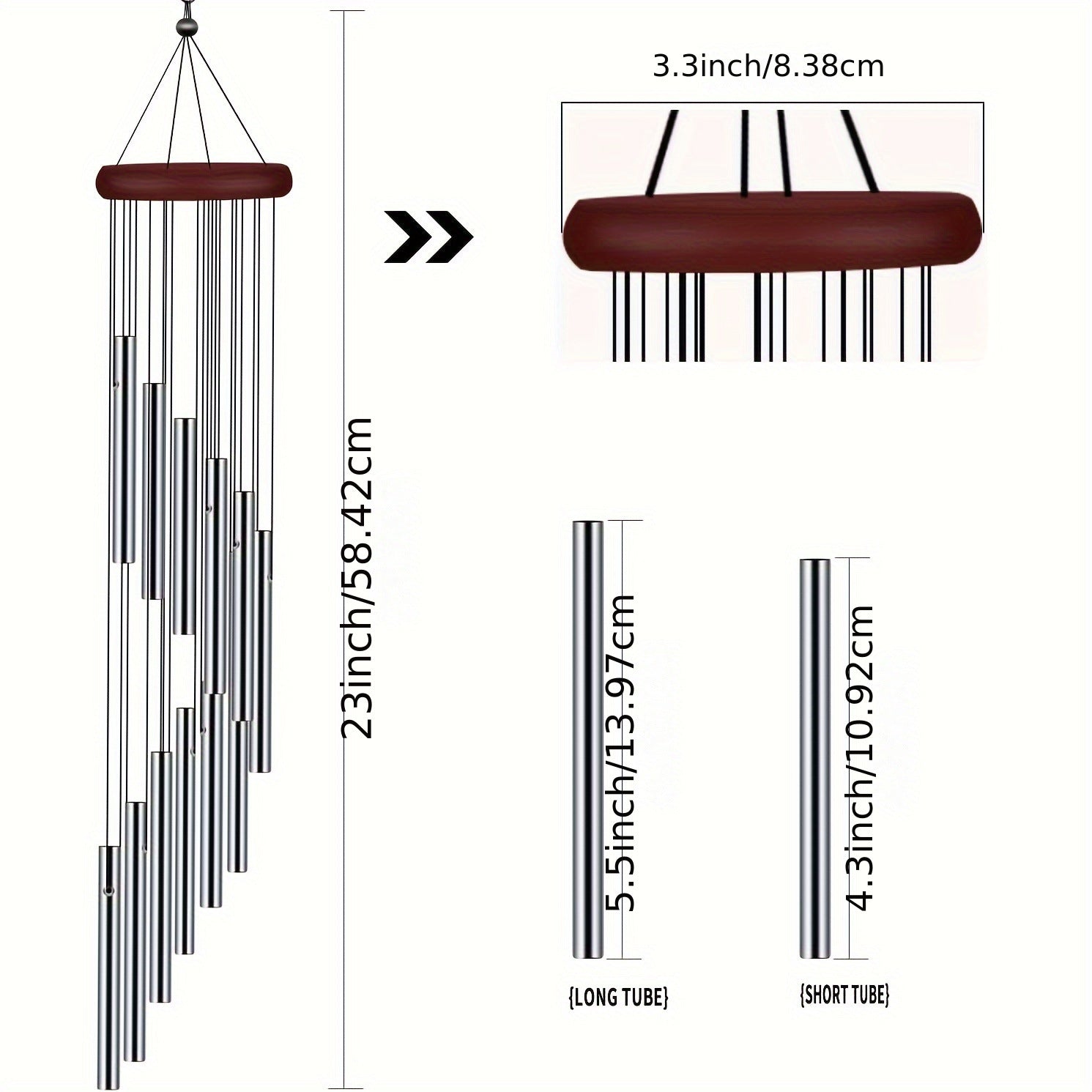 Cross-border explosions six-tube retro classic metal wind chime high sense aluminum tube metal hanging decoration home decoration wind chime