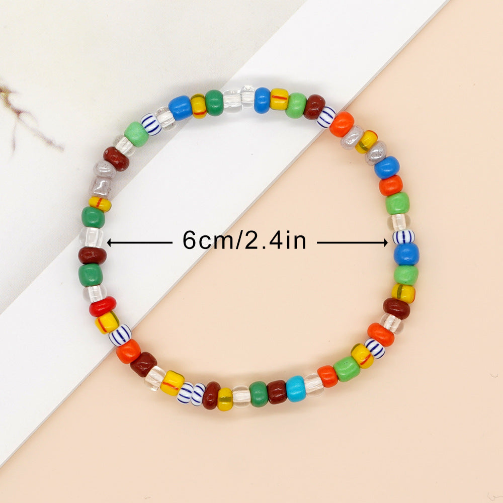 Ins Rainbow Bead Woven Bracelet Cross-border Multicolor Mix Fashion Jewelry Gift Stretch Bracelet Factory Wholesale
