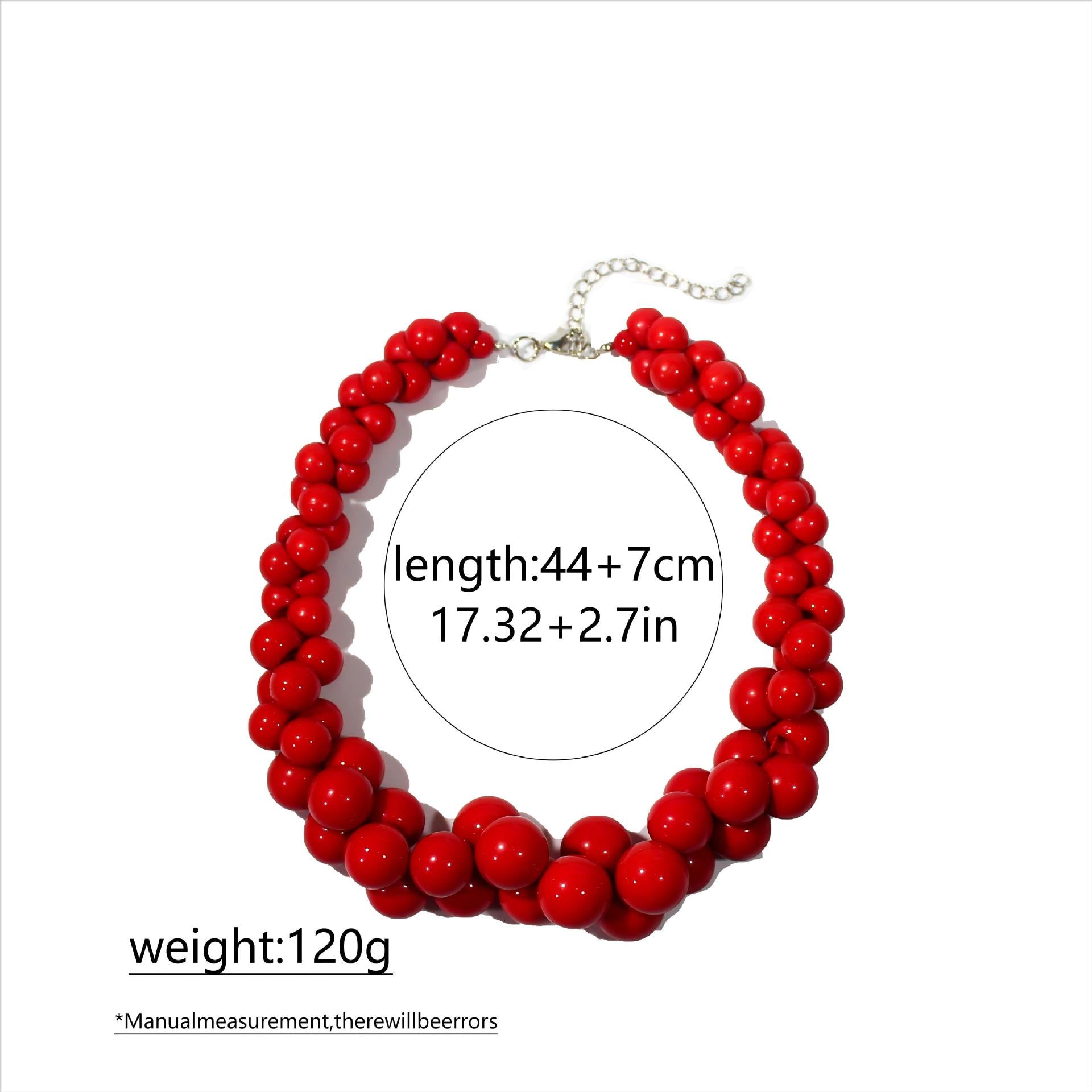 European and American New Style Stacked Cross-Border Imitation Coral Necklace Necklace Light Luxury Small Multi-Layer Beaded Clavicle Chain Resin Necklace
