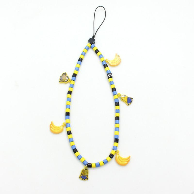 Online popular anti-lost mobile phone chain rainbow mobile phone chain same enamel beads DIY mobile phone lanyard factory direct sales