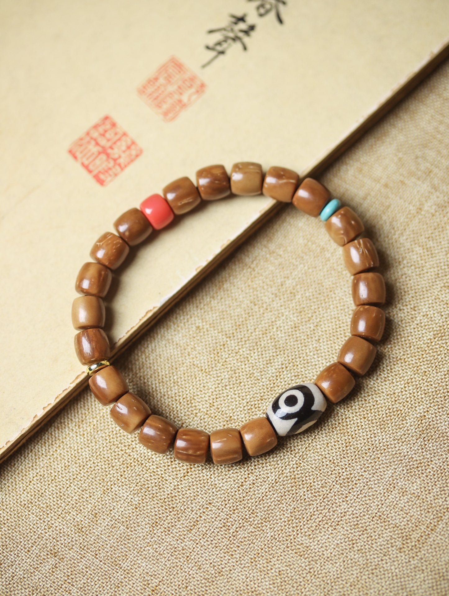Natural Cook Bodhi Root DIY Woven Handheld Chain Plate Wen Play Chanting Bead String Men's and Women's Long Hanging Pendant