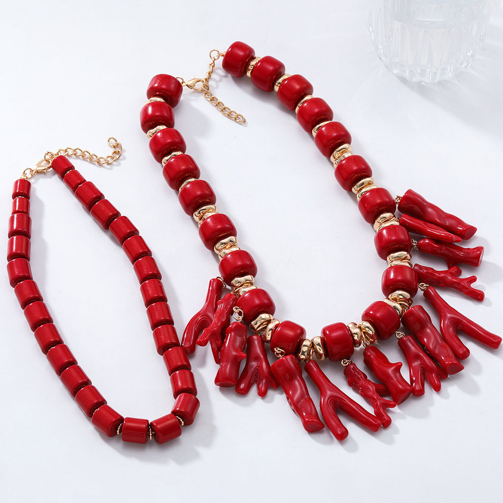 ZA European and American personality exaggerated acrylic irregular branch branch multi-layer necklace summer beach wind cross-border supply
