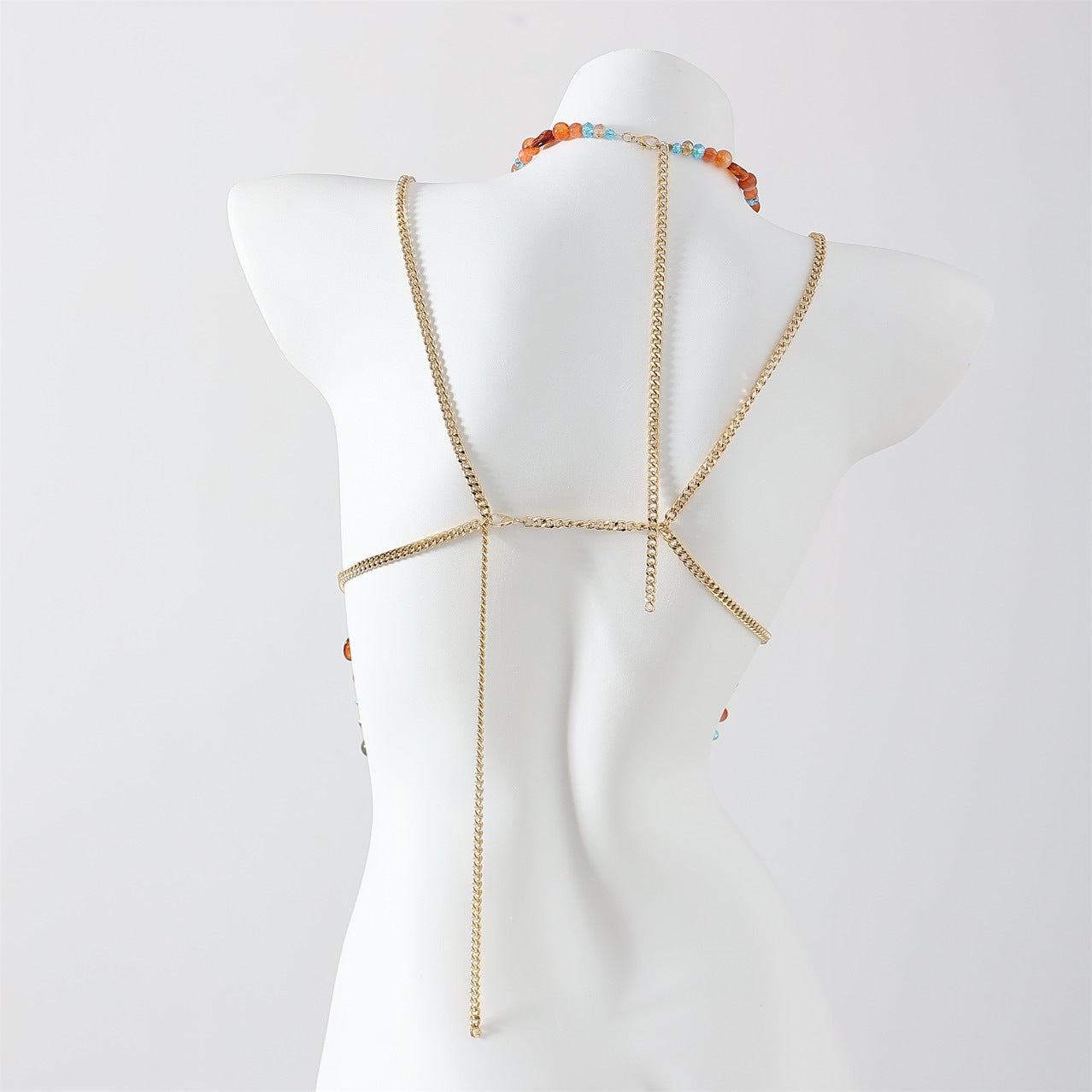 European and American Cross-Border Women's Clothing Sexy Halterneck Camisole Women's Outer Wear Inner Wear Tube Top Chest Ornaments Beaded Body Chain 2003