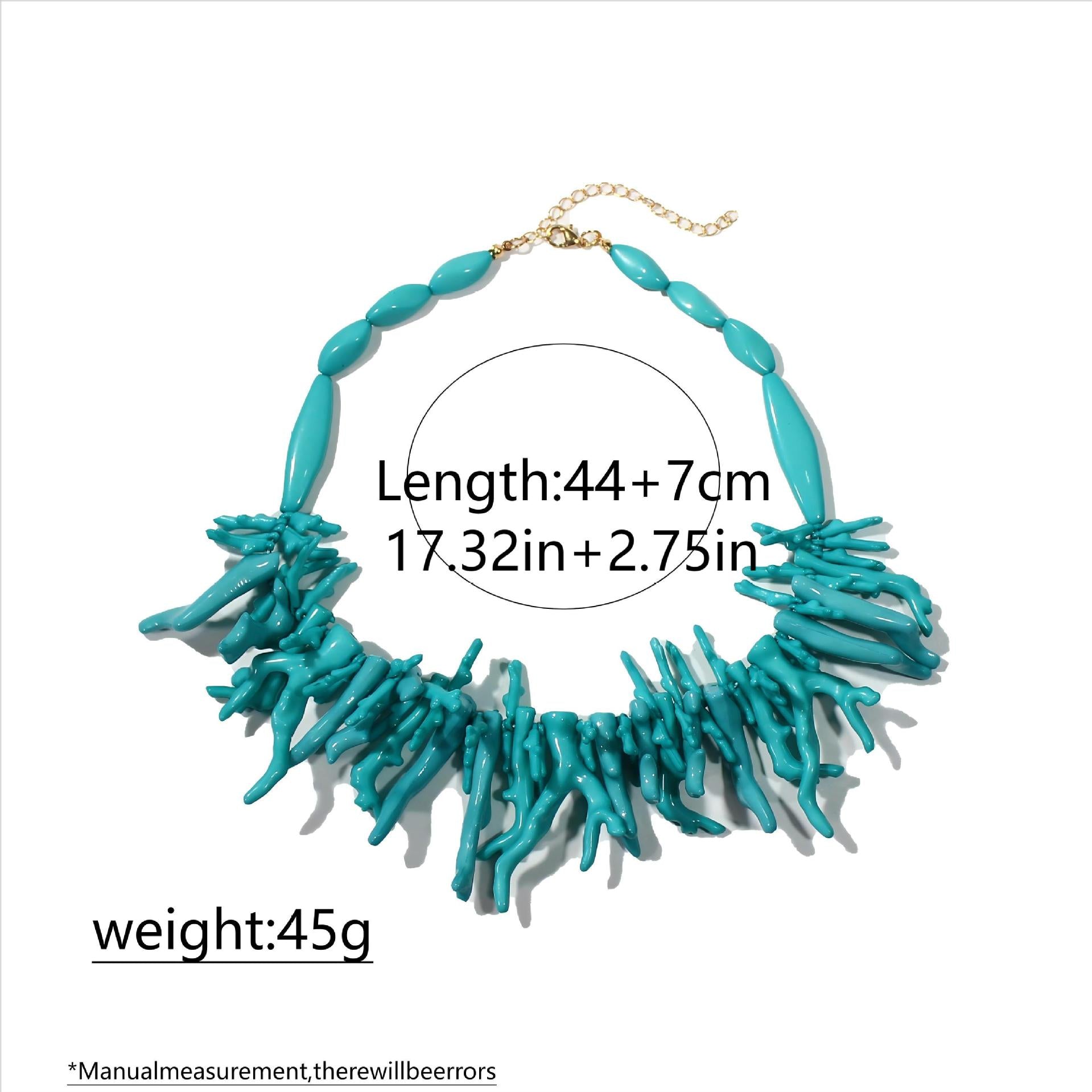 European and American New Style Stacked Cross-Border Imitation Coral Necklace Necklace Light Luxury Small Multi-Layer Beaded Clavicle Chain Resin Necklace