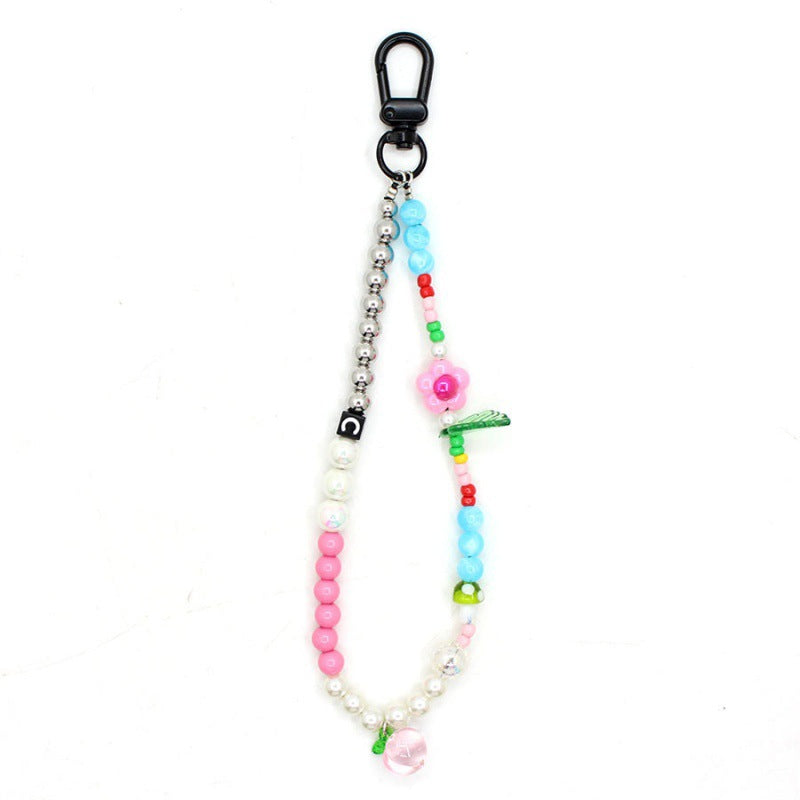 Online popular anti-lost mobile phone chain rainbow mobile phone chain same enamel beads DIY mobile phone lanyard factory direct sales