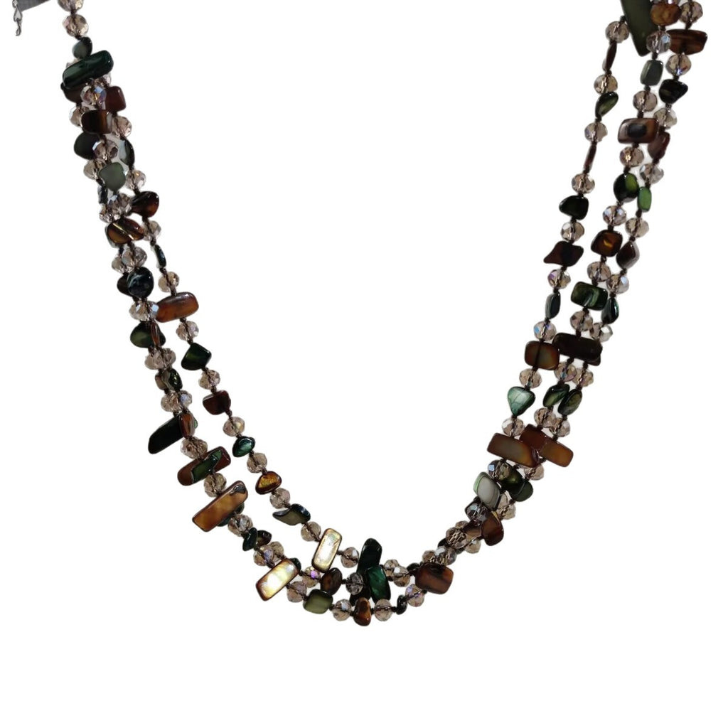 Forest Green Shell Multi-Layered Beaded Necklace for Women Bohemian Small Fresh White Beaded Clavicle Chain