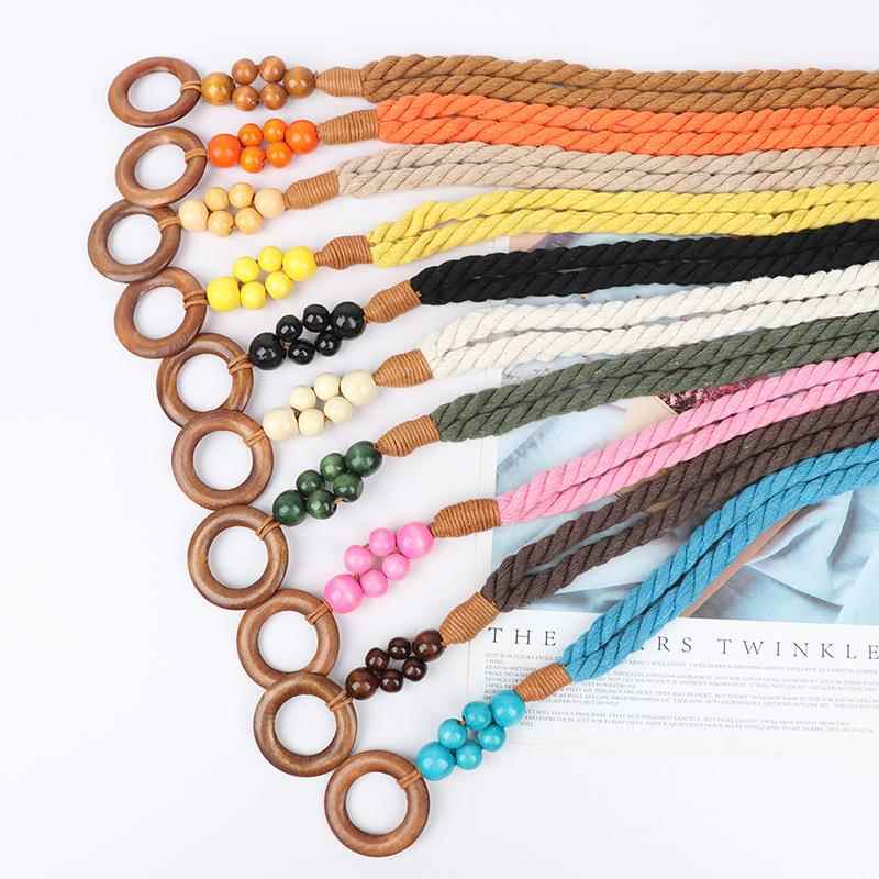 Ethnic Style Retro Belt Accessories High-End Yellow Women's Decoration with Skirt Knotted Braided Hemp Rope Waist Rope Tie