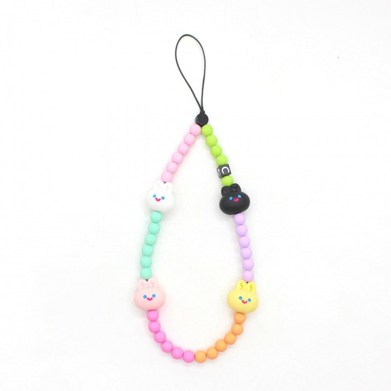 Online popular anti-lost mobile phone chain rainbow mobile phone chain same enamel beads DIY mobile phone lanyard factory direct sales