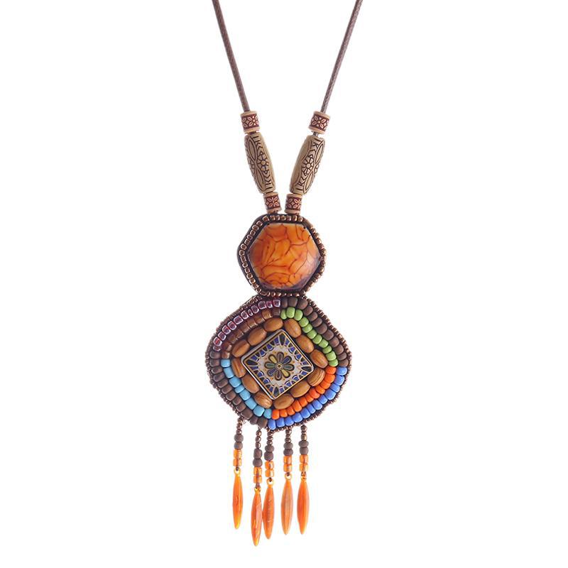 New Chinese-style Beautiful Ethnic Long Woolen Chain Hand-woven Retro Chinese-style Tassel Necklace Pendant