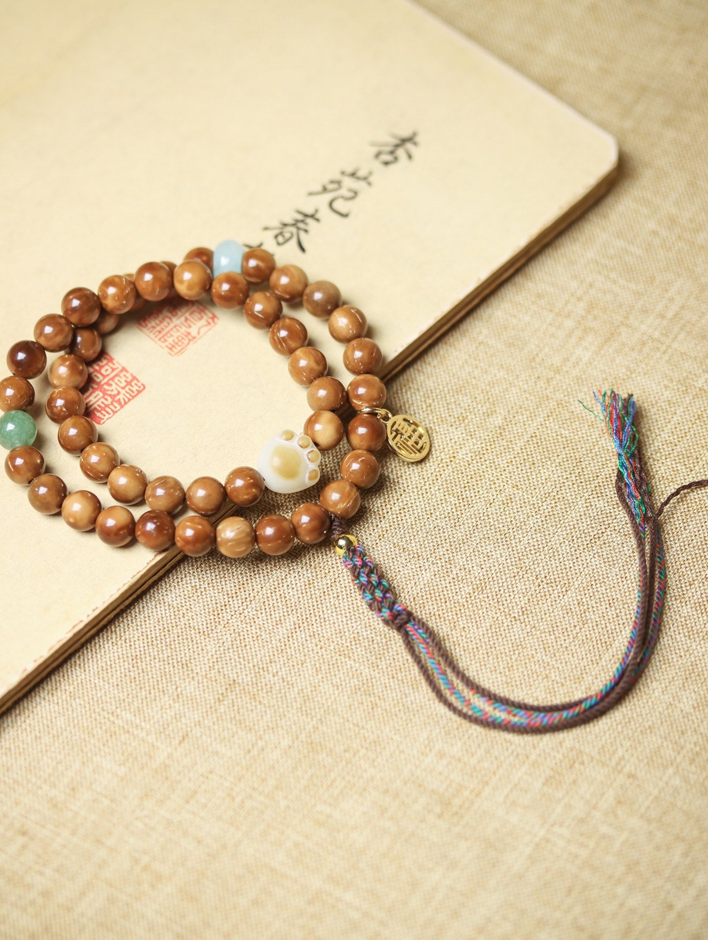 Natural Cook Bodhi Root DIY Woven Handheld Chain Plate Wen Play Chanting Bead String Men's and Women's Long Hanging Pendant