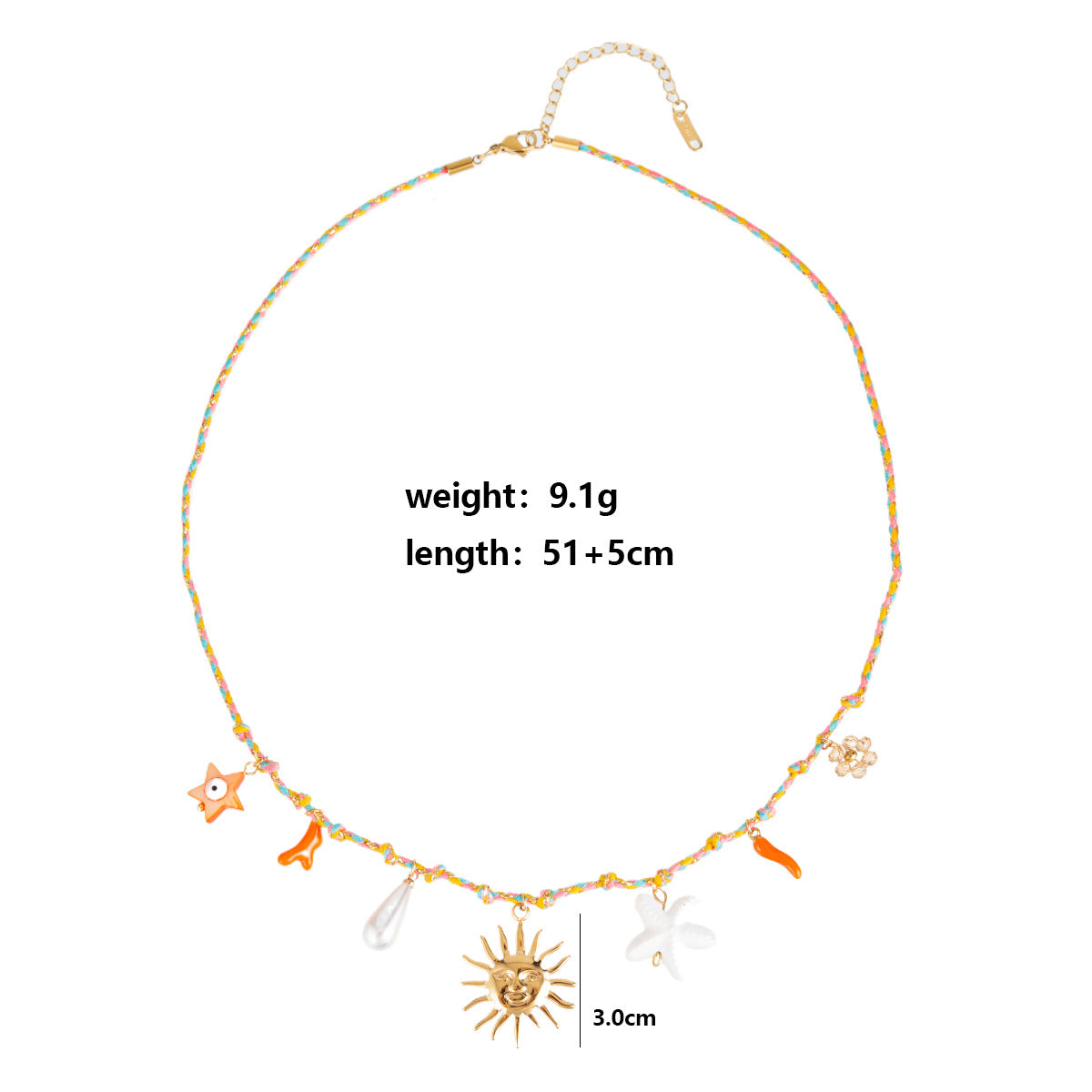 Stainless Steel Personalized DIY Multi-Pendant Necklace European and American Fashion Sun Moon Shell Ceramic Hand-Woven Chain Ins