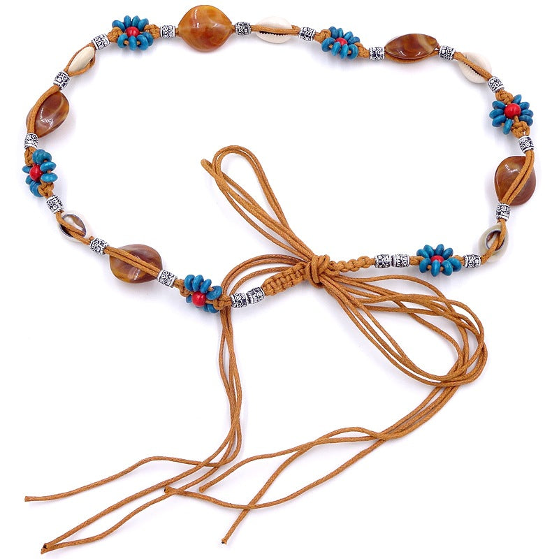 Bohemian style democratic style retro casual waist chain dress waist accessories pink woven waist chain