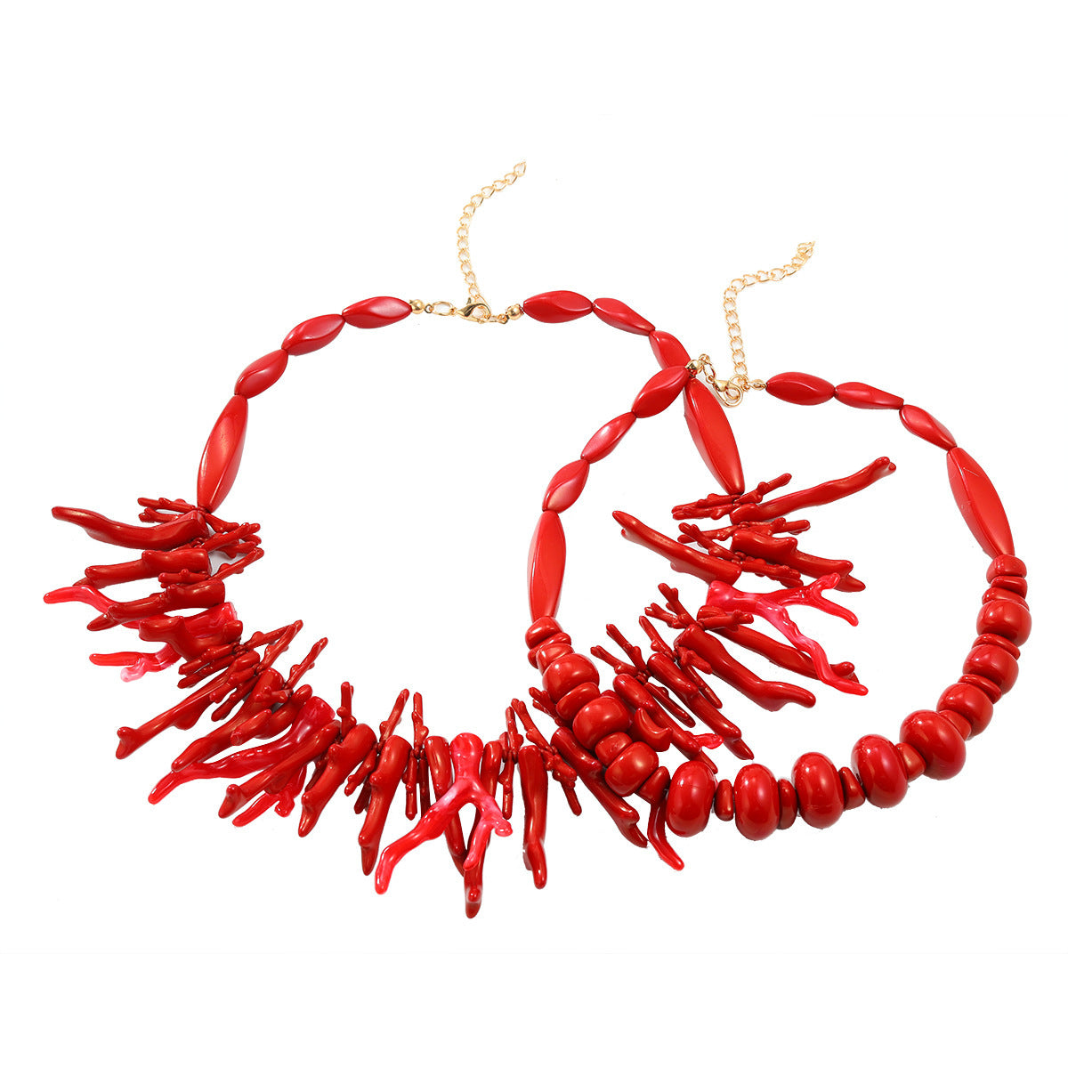 European and American New Style Stacked Cross-Border Imitation Coral Necklace Necklace Light Luxury Small Multi-Layer Beaded Clavicle Chain Resin Necklace