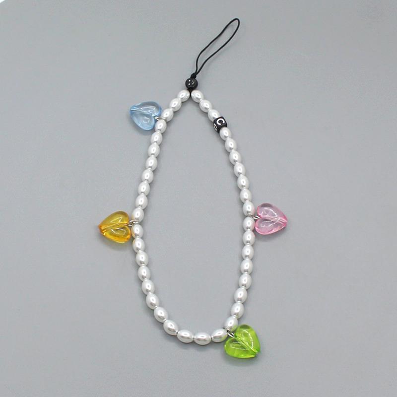 Online popular anti-lost mobile phone chain rainbow mobile phone chain same enamel beads DIY mobile phone lanyard factory direct sales