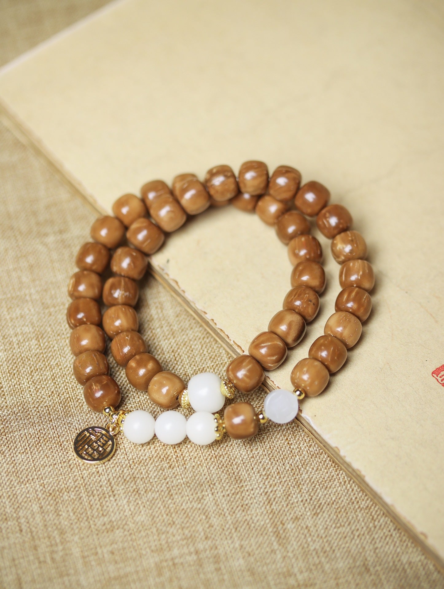 Natural Cook Bodhi Root DIY Woven Handheld Chain Plate Wen Play Chanting Bead String Men's and Women's Long Hanging Pendant