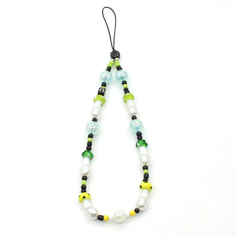Online popular anti-lost mobile phone chain rainbow mobile phone chain same enamel beads DIY mobile phone lanyard factory direct sales