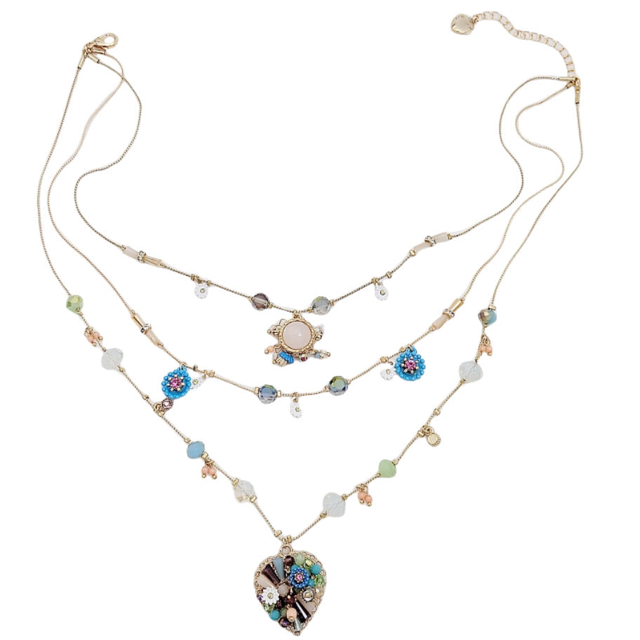 European and American Retro Style Marked Fashionable Design Small Flower Geometric Matchinging Multi-Layered Romantic Fashion Diamond Necklace