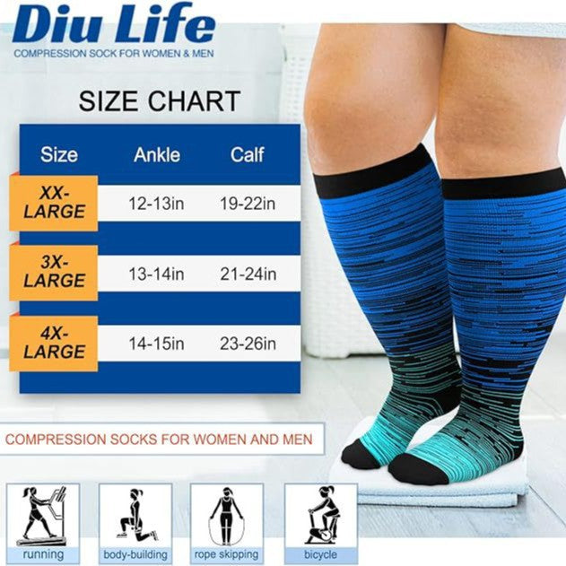 8 pairs of extra fat to increase pressure fat socks extra large socks nylon compression socks Amazon cross-border exclusive