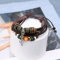 New Chinese Style Braided Leather Star Beaded Note Bracelet Retro Ethnic Style Exotic Stylish Niche Hand Jewelry