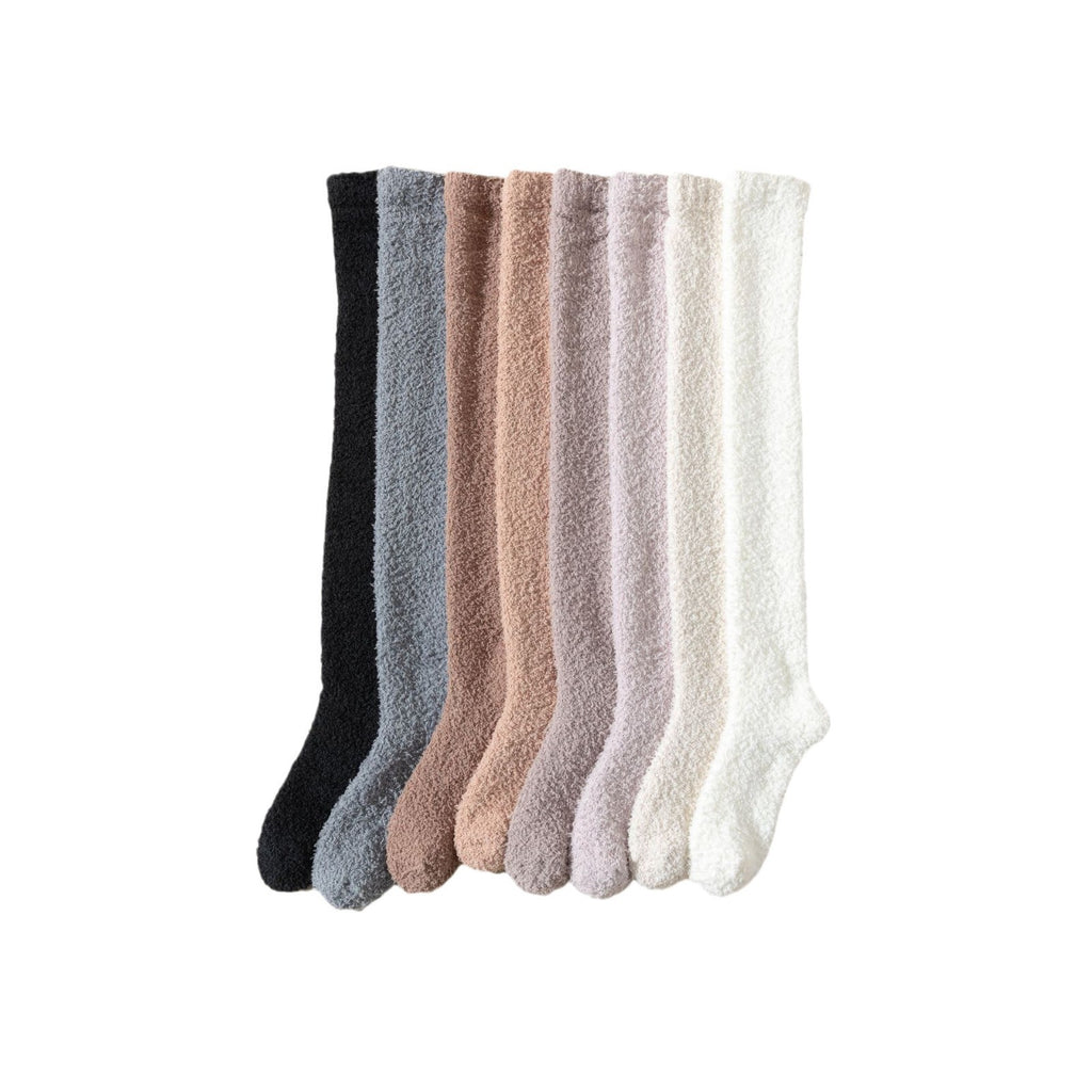 Coral Velvet Socks Over the Knee Socks Women's Long Barrel Autumn and Winter Warm fleece-lined Thickened Yuezi Home Floor Sleep Socks