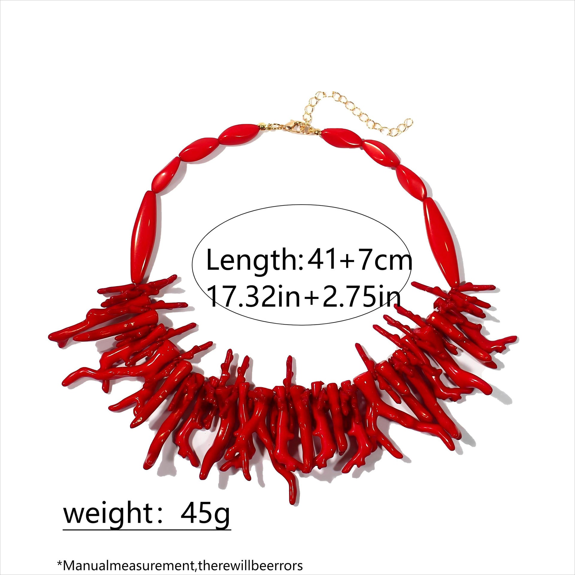 European and American New Style Stacked Cross-Border Imitation Coral Necklace Necklace Light Luxury Small Multi-Layer Beaded Clavicle Chain Resin Necklace