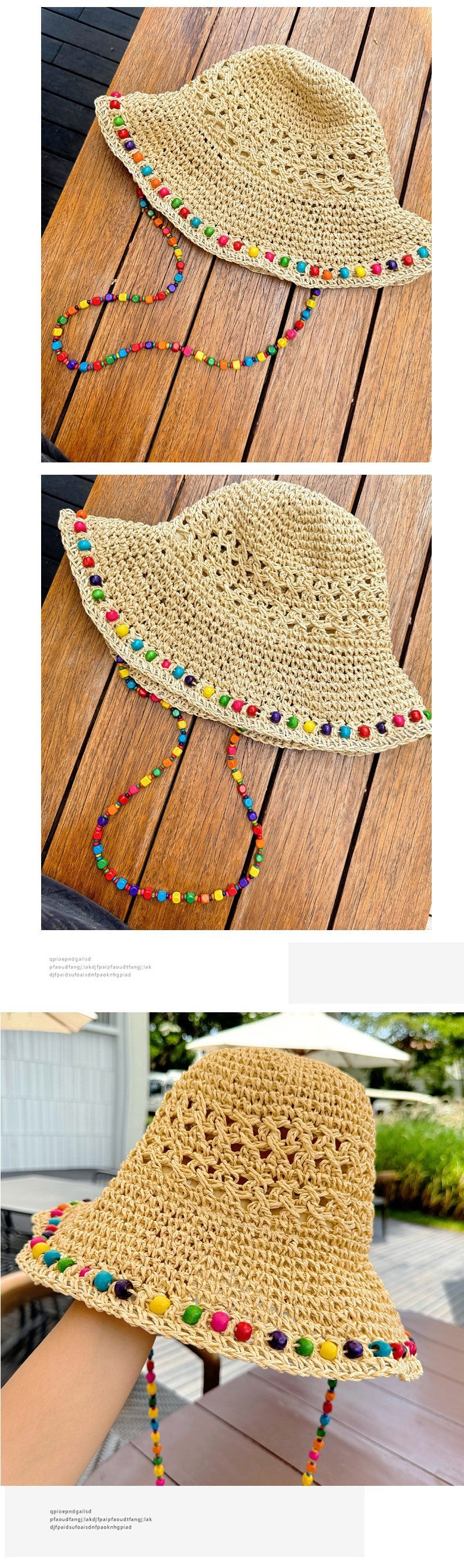 Cappello di Paglia Pescatore con Perline Colorato - Estate