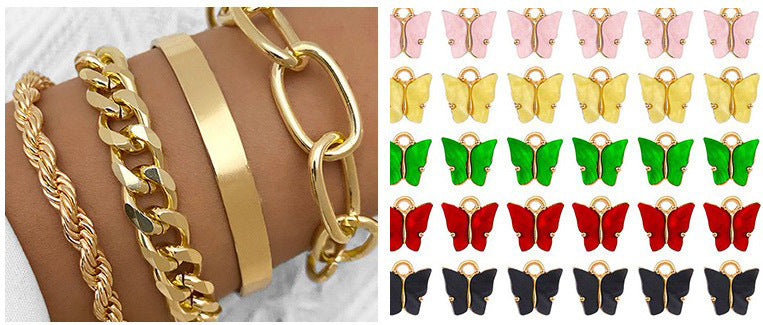 European and American Cross-Border Colorful Asymmetrical Gravel Beaded Necklace for Women, Sweet and Cool Moon and Sun Stacked Neck Necklace Jewelry