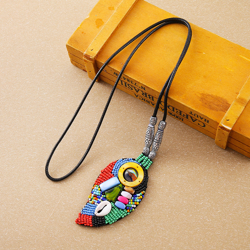 New French Retro Woolen Chain Ethnic Niche Handmade Necklace Leaves Antique Hanfu Ancient Costume Accessories