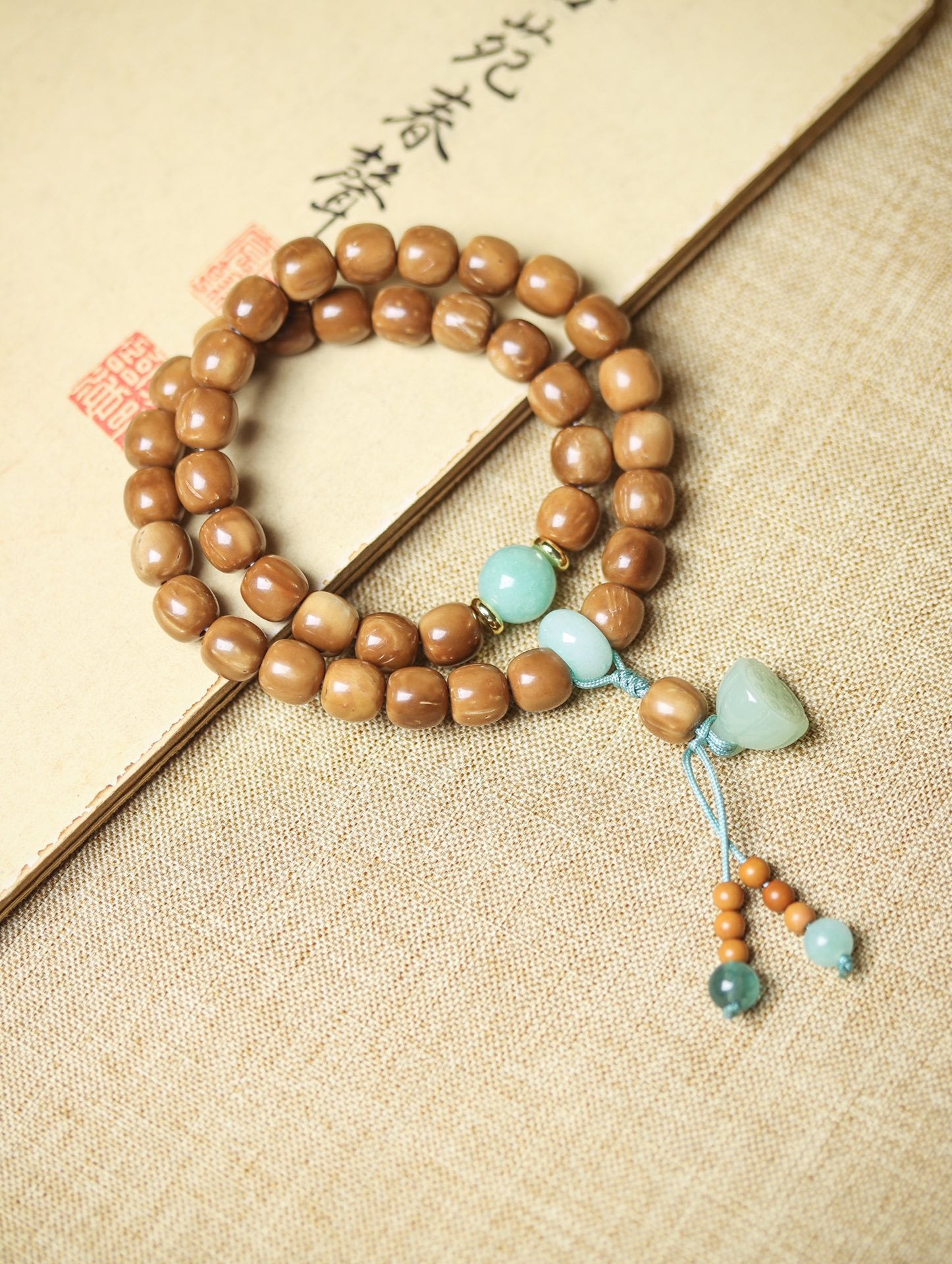 Natural Cook Bodhi Root DIY Woven Handheld Chain Plate Wen Play Chanting Bead String Men's and Women's Long Hanging Pendant