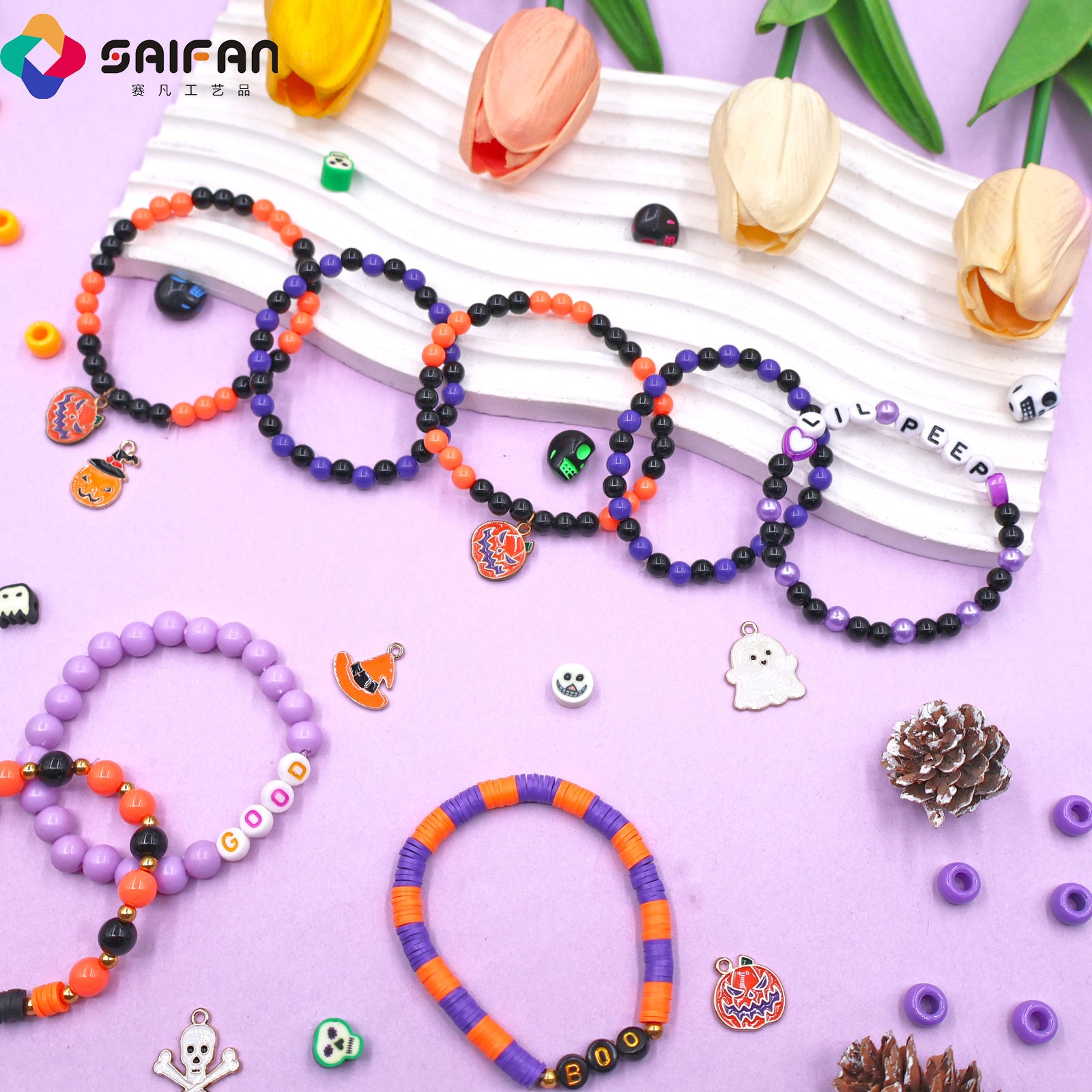 Cross-Border Ghost Box Halloween Bracelet Beaded DIY Material Package Set Bracelet Beaded Jewelry Accessories Beads