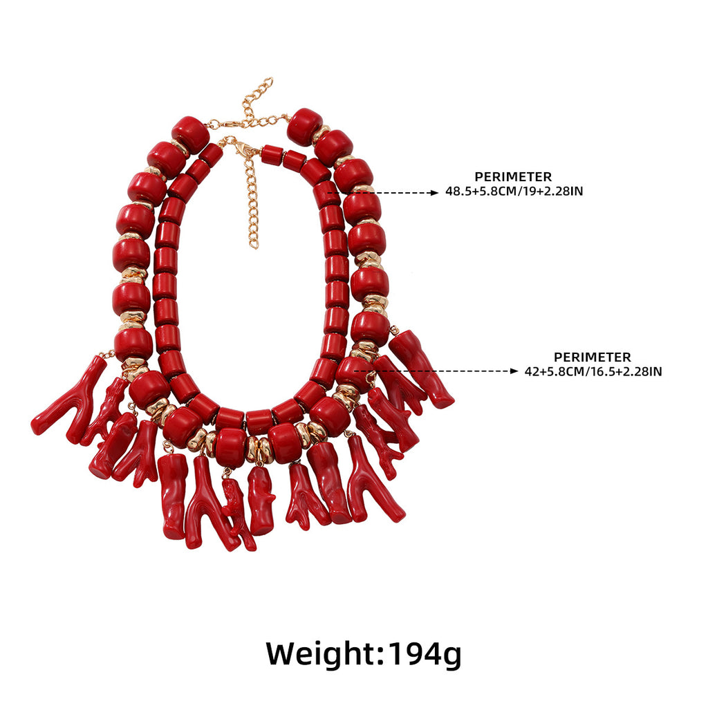 ZA European and American personality exaggerated acrylic irregular branch branch multi-layer necklace summer beach wind cross-border supply