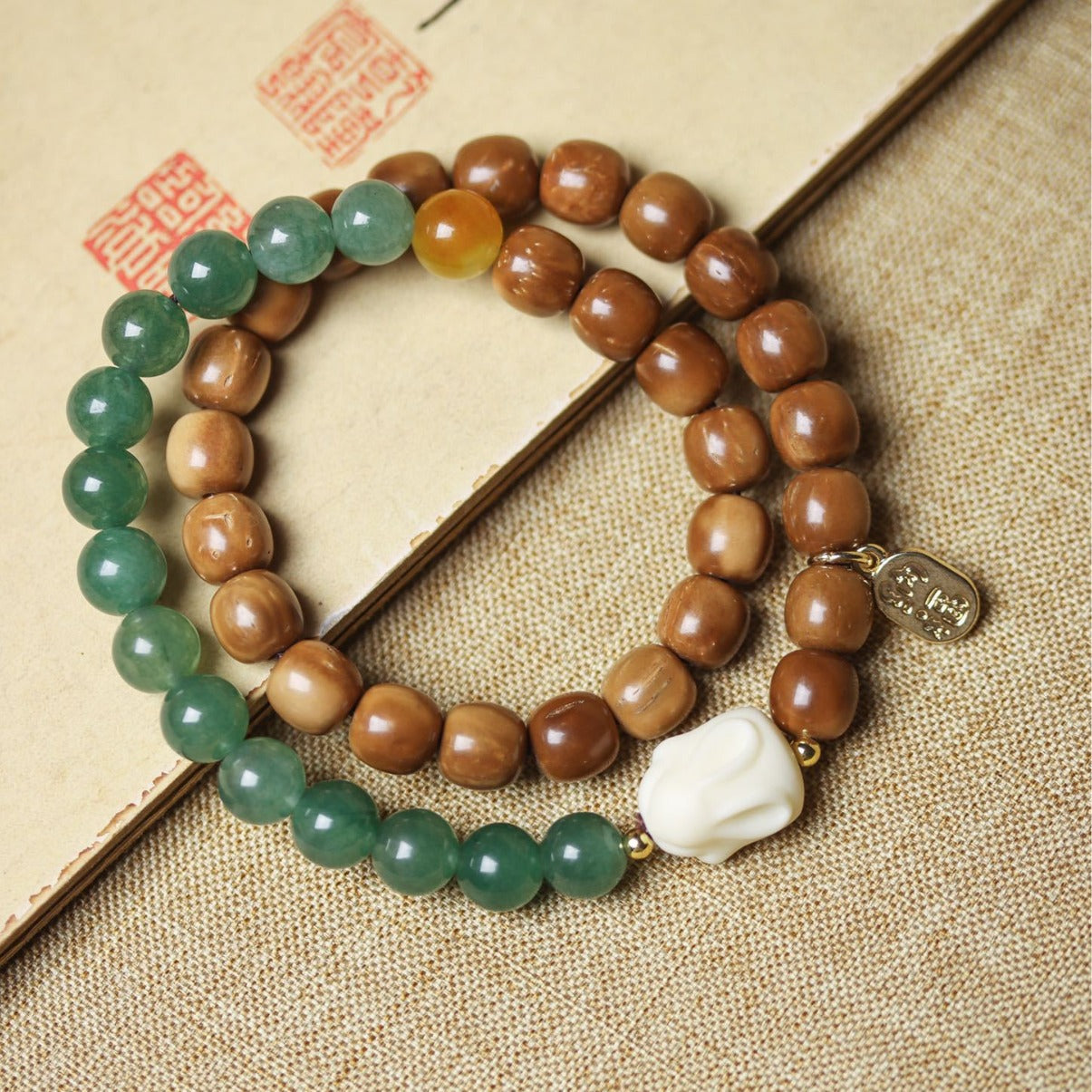 Natural Cook Bodhi Root DIY Woven Handheld Chain Plate Wen Play Chanting Bead String Men's and Women's Long Hanging Pendant