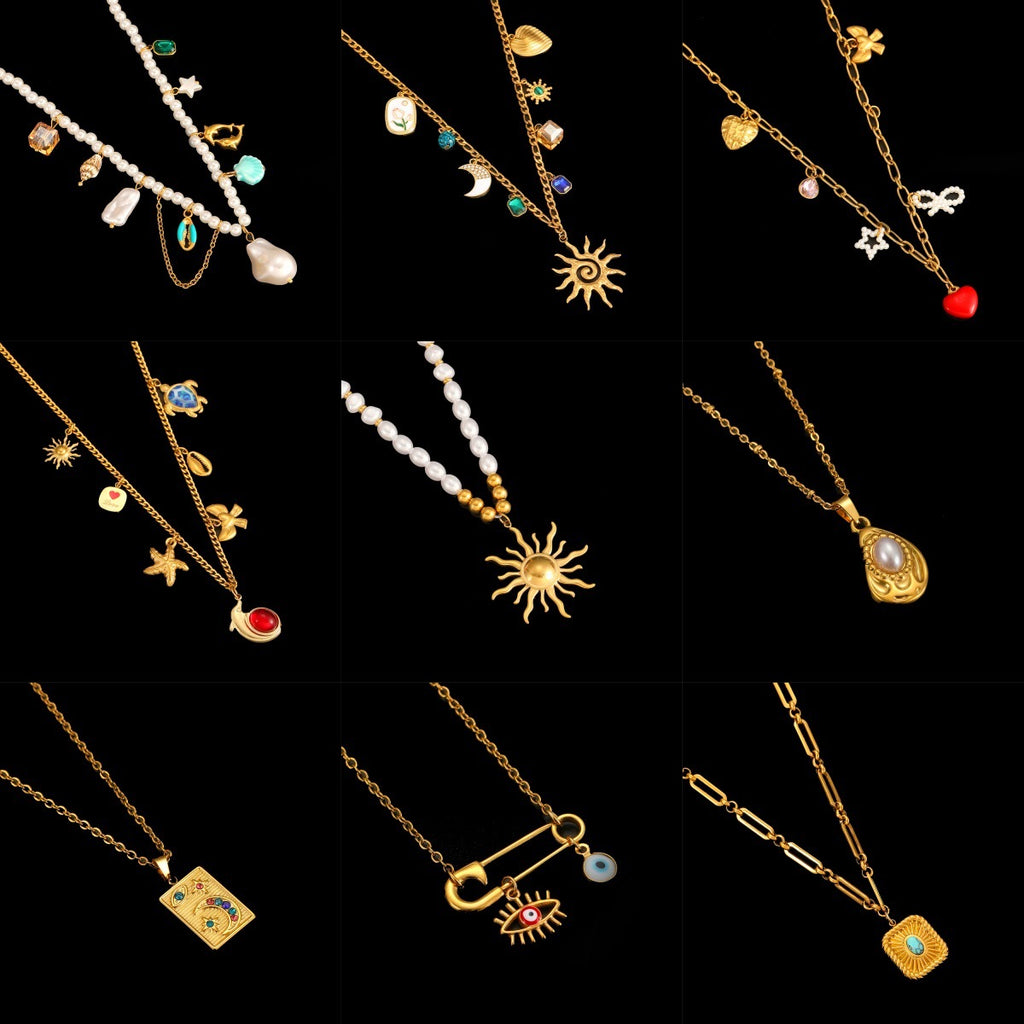 Cross-Border Stainless Steel Necklace Shell Titanium Steel Pendant New Pearl Jewelry Seaside Accessories European and American Non-Fading Jewelry