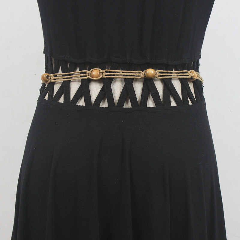 Cintura Etnica Intrecciata con Conchiglie e Nappine - Donna