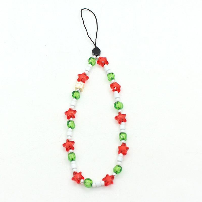 Online popular anti-lost mobile phone chain rainbow mobile phone chain same enamel beads DIY mobile phone lanyard factory direct sales