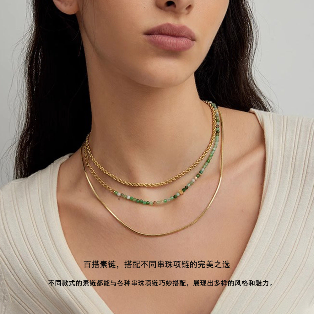 Collana Multistrato Pietra Naturale con Fiocco - Donna