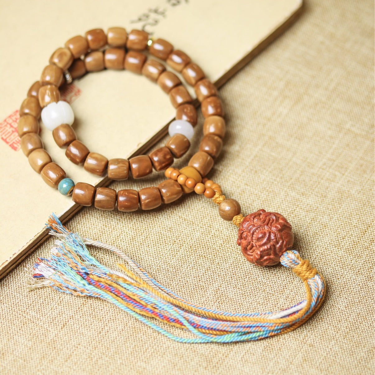 Natural Cook Bodhi Root DIY Woven Handheld Chain Plate Wen Play Chanting Bead String Men's and Women's Long Hanging Pendant