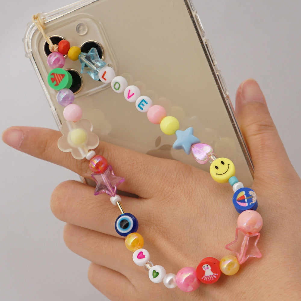 Factory direct supply handmade beaded mobile phone lanyard, Bluetooth speaker lanyard, flashlight, fan, selfie stick, U-disk sling