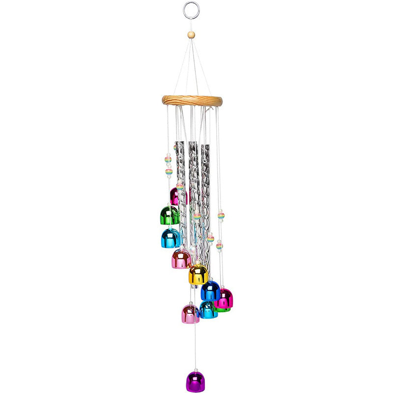 Cross-border Hot Colorful Bell Wind Bell Solid Wood Aluminum Tube Home Balcony Hanging Wind Bell Decoration Wall Decoration Wholesale