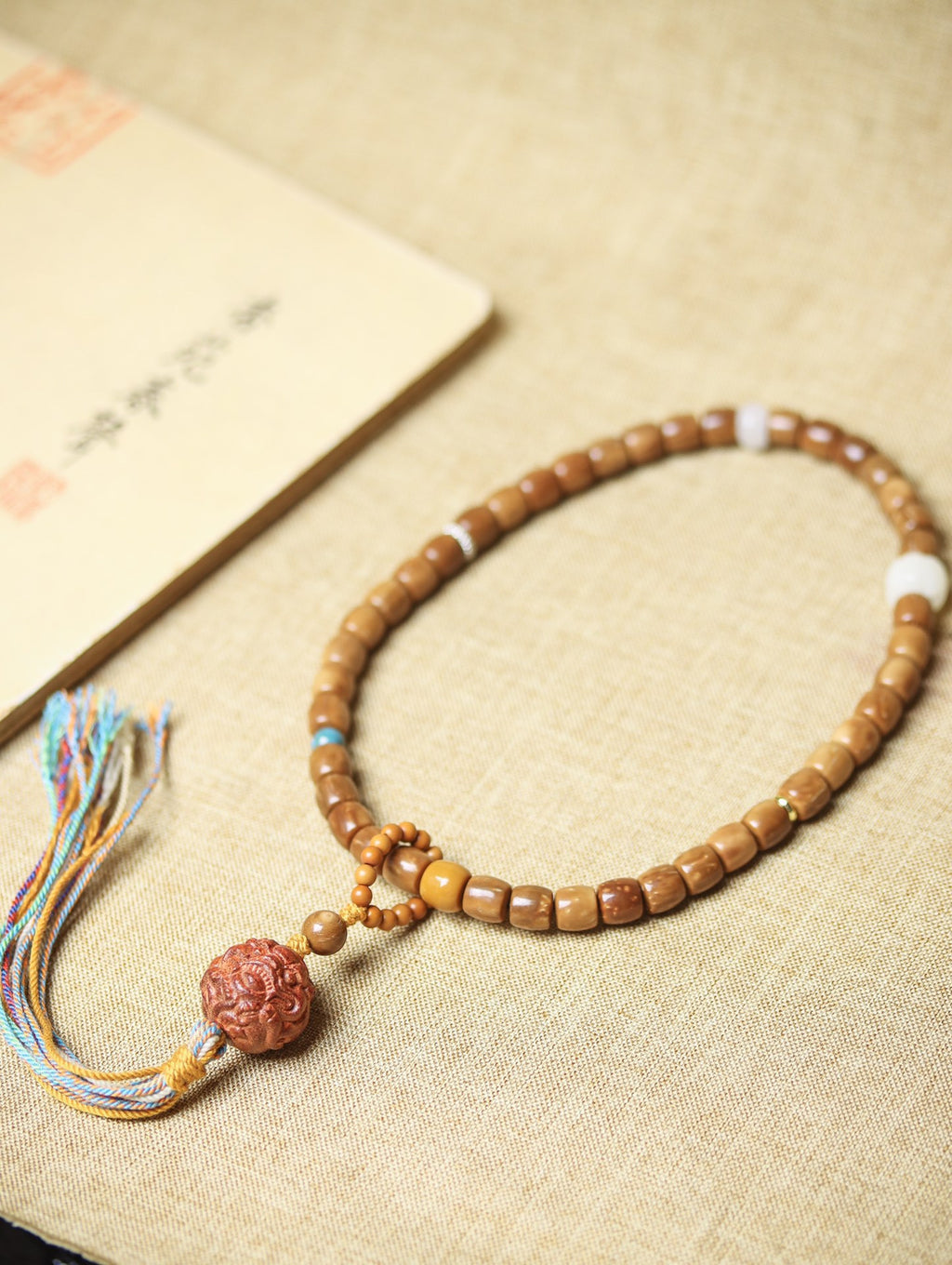 Natural Cook Bodhi Root DIY Woven Handheld Chain Plate Wen Play Chanting Bead String Men's and Women's Long Hanging Pendant