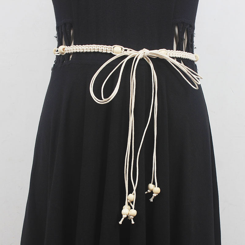 Cintura Etnica Intrecciata con Conchiglie e Nappine - Donna