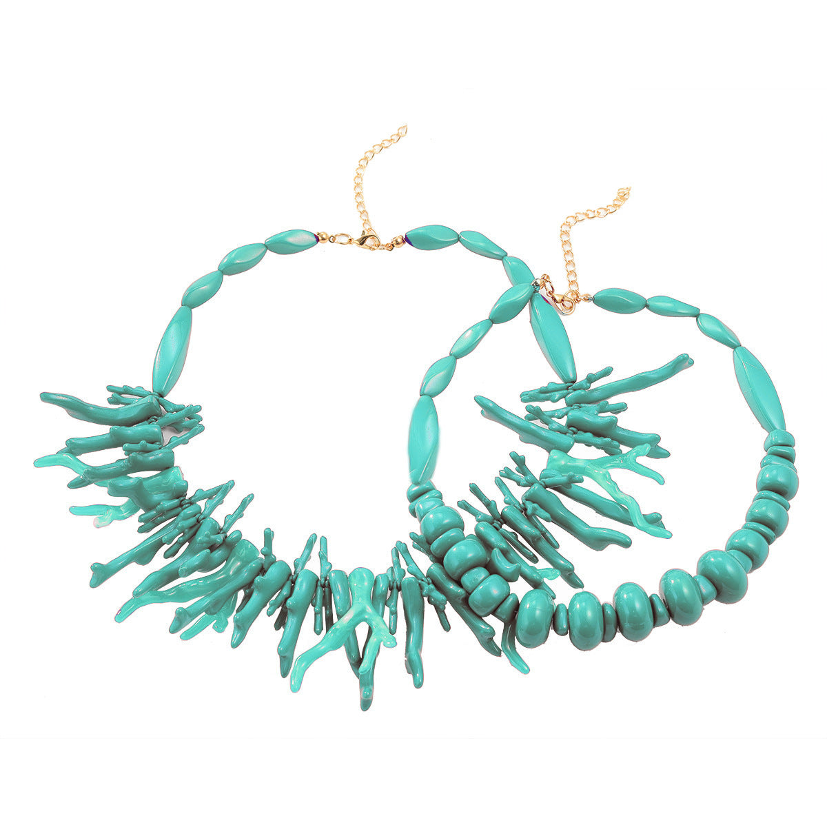 European and American New Style Stacked Cross-Border Imitation Coral Necklace Necklace Light Luxury Small Multi-Layer Beaded Clavicle Chain Resin Necklace