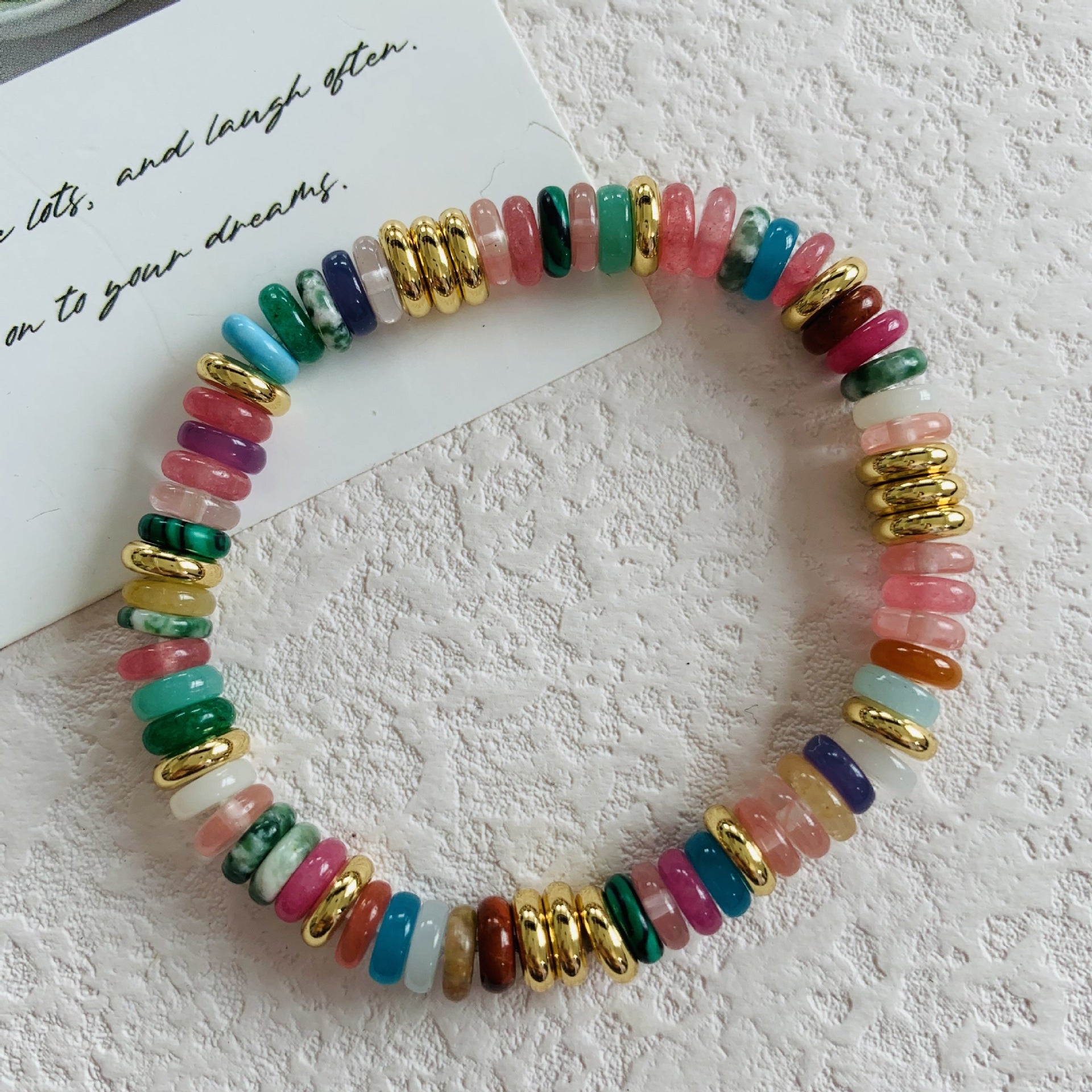 Colorful Stone Bracelet for Women, Niche Light Luxury Design, Retro Mixed Color Jewelry Bracelet, Niche High-End Jewelry Accessories